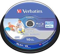 Verbatim 10 BD-R SL Blu Ray Datalife Wide Inkjet Print 25Gb 6x, in cake - 43804