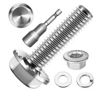 10 viti esagonali M10 x 25, viti a flangia, in acciaio inox A2 V2A, esagono esterno, filettatura completa, rondelle, anelli a molla e dadi/viti con punta esagonale magnetica