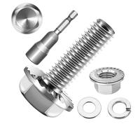 10 viti esagonali M6 x 16, viti a flangia, in acciaio inox A2 V2A, esagono esterno, filettatura completa, rondelle, anelli a molla e dadi/viti con punta esagonale magnetica