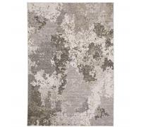 10' X 13' Grigio Avorio Beige Tan Marrone E Nero Astratto Power Loom Stain