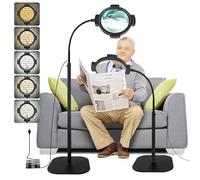 10 x 30 x lente d'ingrandimento con illuminazione e lampada da terra, dimmerabile, 54 LED, 3 livelli, lente d'ingrandimento 2 in 1 con illuminazione per lettura, cucito, artigianato e cucito