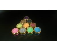 10 x 5 gramm vasetti scintillio di colori + coperchi d'oro per brillare tatuaggi