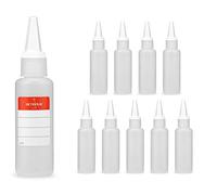 10 x 50 ml flaconi in plastica, flaconi in polietilene ad alta densità (HDPE) con chiusura a spruzzo e contagocce, flaconi vuoti, ad es. per liquidi per sigarette elettroniche, oli e decongelanti, flaconi resistenti alle sostanze chimiche