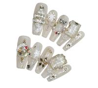 10 x Albero di Natale unghie artificiali Fiocco di neve unghie finte Natale Press On Nails Coperture complete Unghie adesive per donne