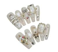 10 x Albero di Natale unghie artificiali Fiocco di neve unghie finte Natale Press On Nails Coperture complete Unghie adesive per donne