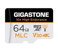 [10 x Alta Resistenza] GIGASTONE MLC Micro SD 64 GB, 10x High Endurance, per Telecamera Sorveglianza, Gopro, Dashcam, Lettura fino a 95 MB/s. Per video 4K, U3 V30 C10 + Adattatore SD