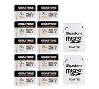 [10 x Alta Resistenza] GIGASTONE MLC Micro SD 8GB, Set da 10, 10x High Endurance, per Telecamera Sorveglianza, Gopro, Dashcam, Lettura fino a 90 MB/s. Per video 4K, U1 C10 + Adattatore SD