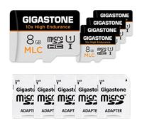 [10 x Alta Resistenza] GIGASTONE MLC Micro SD 8GB, Set da 5, 10x High Endurance, 8 GB per Telecamera Sorveglianza, Gopro, Dashcam, Lettura fino a 90 MB/s. Per video 4K, U1 C10 + Adattatore SD