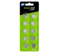 10x Batteria Bottone al Litio 3 V CR1620 / CR 1620 Green Cell, Specialistica Elettronica, Confezione da 10, per l'Uso su Chiavi con Sensore Magnetico, Bilance, Elementi Indossabili