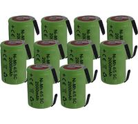 10 X Batteria ricaricabile NiMh 4/5 SC 1,2V 2000mAh 22x33mm subC a saldare linguette per pacchi batteria (10 PEZZI)