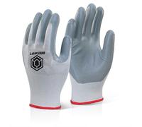 10 X Beeswift Nitrile Schiuma Poliestere Leggero Comfort Guanti Grigio EC6NGY