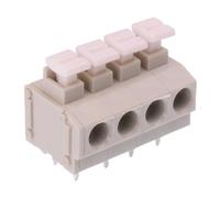 10 x Blocco Terminale PCB 4 Vie Screwless 5.00mm Grigio 10A 300V
