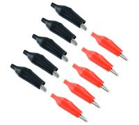 10 X Coccodrillo Alligatore Test Connettori Clip per Test Leads Rosso Nero 58mm