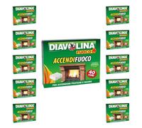 10 x Diavolina Accendifuoco 40 Cubetti, Accensione Rapida e Sicura, A Base di Kerosene, Confezione Richiudibile Salva Odori, Ideale per Camini, Stufe e Barbecue (10)