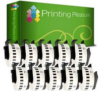 10 x DK22210 Etichette adesive continuo compatibile per Brother P-Touch QL-500 QL-500BW QL-550 QL-570 QL-700 QL-720NW QL-800 QL-810W QL-820NWB QL-1050 QL-1100 QL-1110NWB | 29mm x 30.48m | Bianco