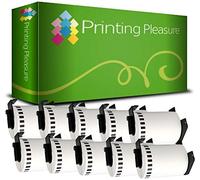 10 x DK22243 Etichette adesive continuo compatibile per Brother QL-1050 QL-1060N QL-1100 QL-1110NWB | 102mm x 30.48m | Bianco