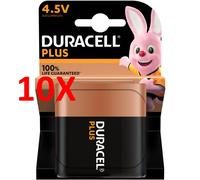 10 X Duracell Plus 100 4.5 V Mn1203 Batteria Piatta Blister 1 Pz.