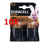 10 X Duracell Plus D Mn1300 Batteria Torcia 1,5 V Blister 2 Pz