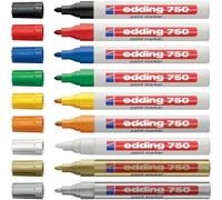 10 X Edding 750 Pittura Evidenziatore Proiettile Punta Basso Odore - 2-4mm Linea