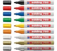 10 X Edding 750 Pittura Evidenziatore Proiettile Punta Basso Odore - 2-4mm Linea