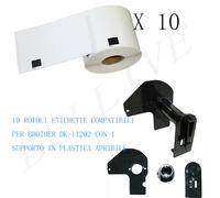 10 X Etichette Compatibile per Brother DK-11202 62mmX100mm QL-570 500 con Telaio