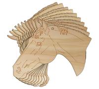 10 x forme di testa di cavallo purosangue in compensato da 3 mm (20 x 26 cm, foro superiore centrale)