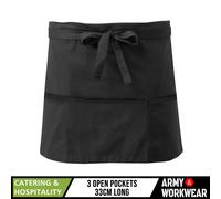 10 X Grembiule Corto 3 Tasche Aperte Bar Caffè Pub Barista Cameriere Bistro Nero