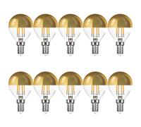 10 X LED Filamento Goccia 4W ~ 40W E14 Testa Specchio Oro KVG Extra Caldo 2200K [EEK: F]