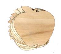10 x mele in legno a forma di foglia, 3 mm (6 x 6 cm, senza foro)