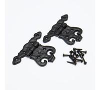 10 x Nero Antico Decorato Cerniere Acciaio + Viti 84 X 110mm Onestopdiy Nuovo