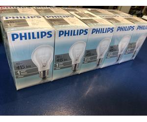 10 X PHILIPS Lampadina Standard A55 E27 40W Trasparente Dimmerabile Nuovo