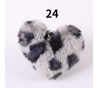 10 X Pompon A Cuore In Pelliccia Finta Maculata Portachiavi Carino