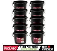 10 X ProDec Secchio Per Vernice In Plastica Da 1 Litro Per Pittori