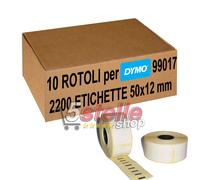 10 x ROTOLI ETICHETTE ADESIVE DYMO 99017 12x50mm STAMPANTE LABELWRITER 400 450