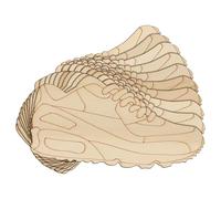 10 x scarpe da ginnastica in legno a forma di lato singolo, 3 mm, per corsa e sport (8 x 15 cm, senza foro)