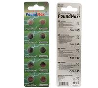 10 x SR44 (S1154, 303, 313, 357, V13GS) 1,5 V - PoundMax Silveroxide Button-Cell Batterie | 1 x 10-Pack
