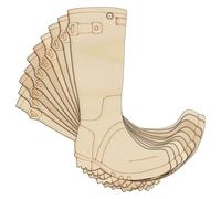 10 x stivali Wellington in legno a forma di singolo strato da 3 mm (6 x 3,6 cm, foro centrale superiore)