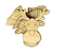 10 x teste di renna sorridenti in legno compensato 3 mm decorazione natalizia (6 x 5,4 cm, senza foro)