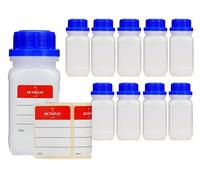 10 X Vasetto di bottiglie con tappo a vite, sostanze chimiche, Laboratorio Bottiglia con Coperchio come contenitore per cucina laboratorio, o hobby, trasparente, 10x 100 ml