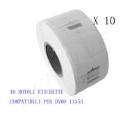 10 XROTOLI Etichette Compatibili per DYMO 11353 25mmX13mm LABELWRITER 400 450