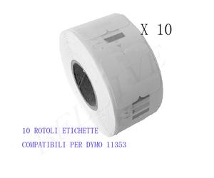 10 XROTOLI Etichette Compatibili per DYMO 11353 25mmX13mm LABELWRITER 400 450