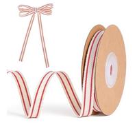 10 Yard Nastro a Strisce Rosso Bianco Nastri di Cotone per Confezioni Regalo e Torte Nastro per Fai da Te Artigianale Nastri con Strisce Rosse Bouquet di Nozze Compleanno Ornamenti Regalo