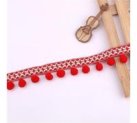 10 yards 2,8 cm colorato Pom Poms nappa, passamontagna per pompon, bordatura per pompon, bordatura con frange, nastro per pompon, frange, nastro per pompon, frange, nastro in pizzo per cucire (rosso)