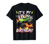 10 Year Old Boys Monster Truck It's My 10th Birthday Party Maglietta