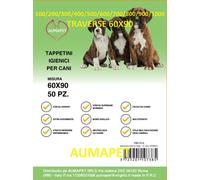 100 TAPPETINI IGIENICI 60x90 PER CANI TRAVERSE ASSORBENTI PANNOLINI CANE AUMAPET