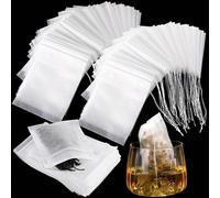 100/200 pezzi Filtri per tè, Infusori per tè vuoti con laccetto, Infusori per tè monouso, Bustine per tè vuote con laccetto per tè in foglie, per uso domestico, in cucina, all'aperto e in campeggio L,