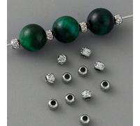 100/200 pezzi Perline distanziatrici in acciaio inossidabile a rete mini da 3 mm, perline decorative adatte per braccialetti, collane, portachiavi e accessori per gioielli fai-da-te Acciaio inossidabi