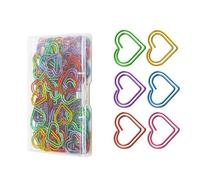100/200Pcs Cuore Segnalibri Pagina Clip con Caso per Ufficio Scuola Uso Cuore Graffette