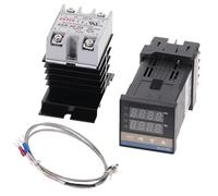100-240VAC PID REX-C100 Gamma regolatore di temperatura da 0 a 900C Termocoppia SSR40A K, set controller PID + dissipatore di calore (colore: RKC-C100 KIT 4 pezzi A)
