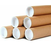 100 - 3.8cm x 30.5cm Rotondo Cartone Mailing Tubo Tubi Con Tappi Terminali